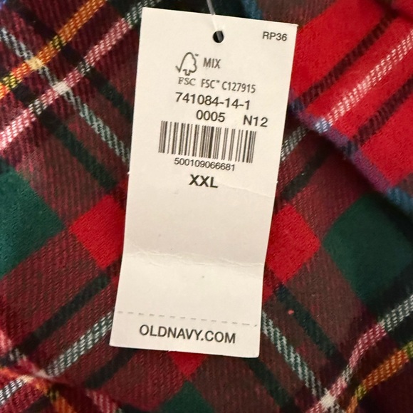Two pairs Old Navy Red and Green Plaid Pajama Pants - Picture 2 of 8